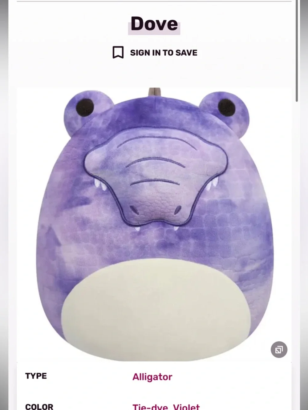 Squishmallows Dove the purple alligator cute ✨ - Picture 3 of 3